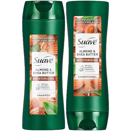 Suave Shampoo and Conditioner Set, Almond & Shea Butter - Moisturizing Shampoo & Conditioner, Dry Hair Treatment, Scented, 12.6 Oz Ea (2 Piece Set)