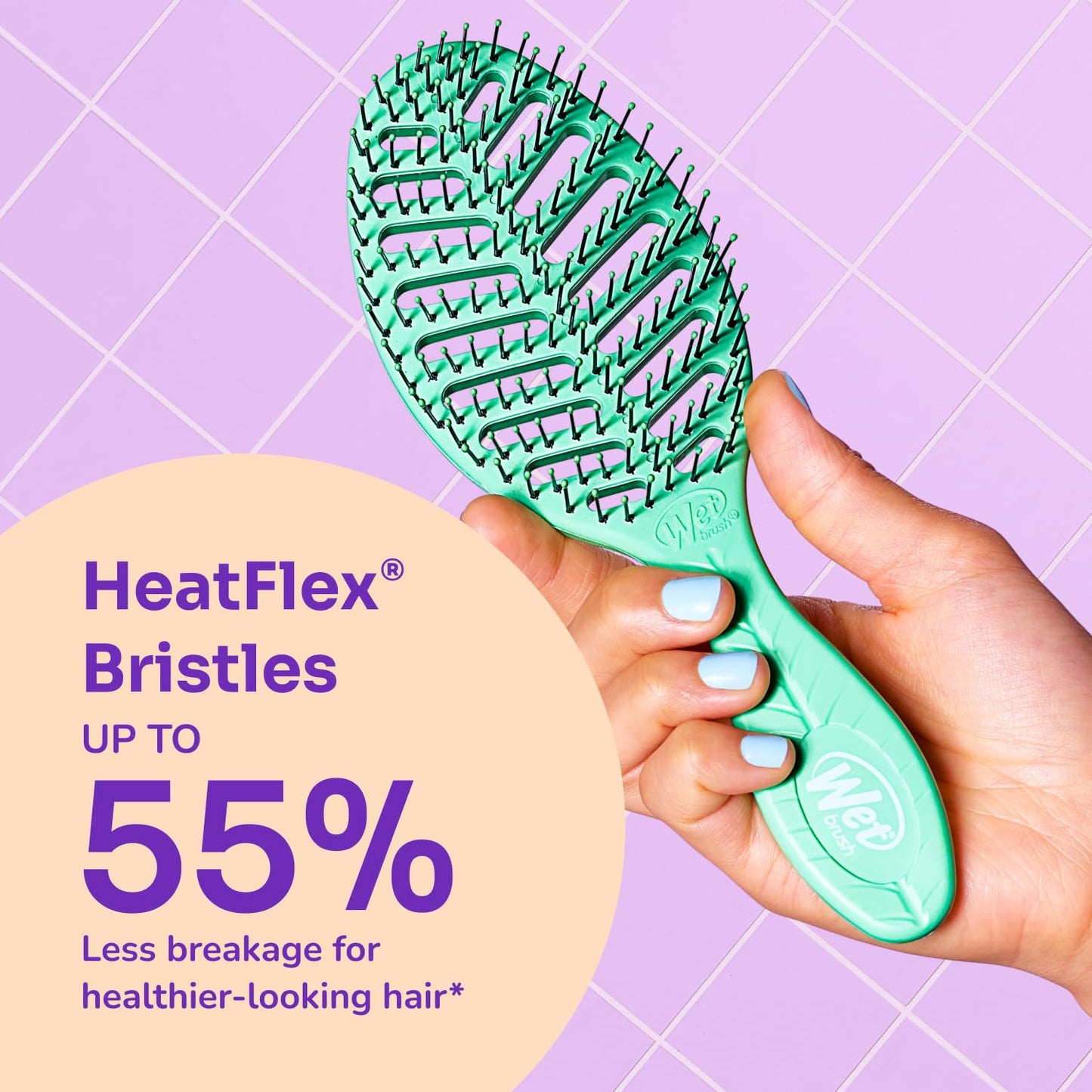 Wet Brush Go Green Speed Dry Hair Brush, Green - Vented Design & Ultra Soft HeatFlex Bristles - Ergonomic Handle Manages Tangle & Uncontrollable Hair