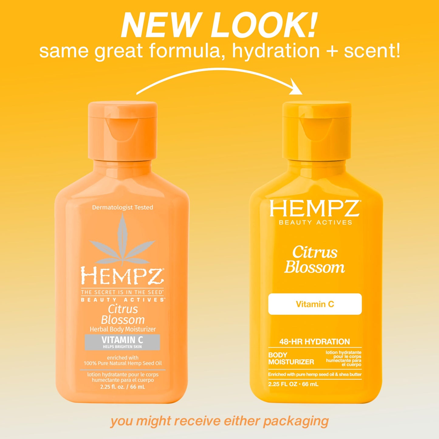 Hempz Body Lotion - Citrus Blossom Limited Edition Mini Daily Moisturizing Cream, Shea Butter, Aloe, Body Moisturizer - Skin Care Products, All
