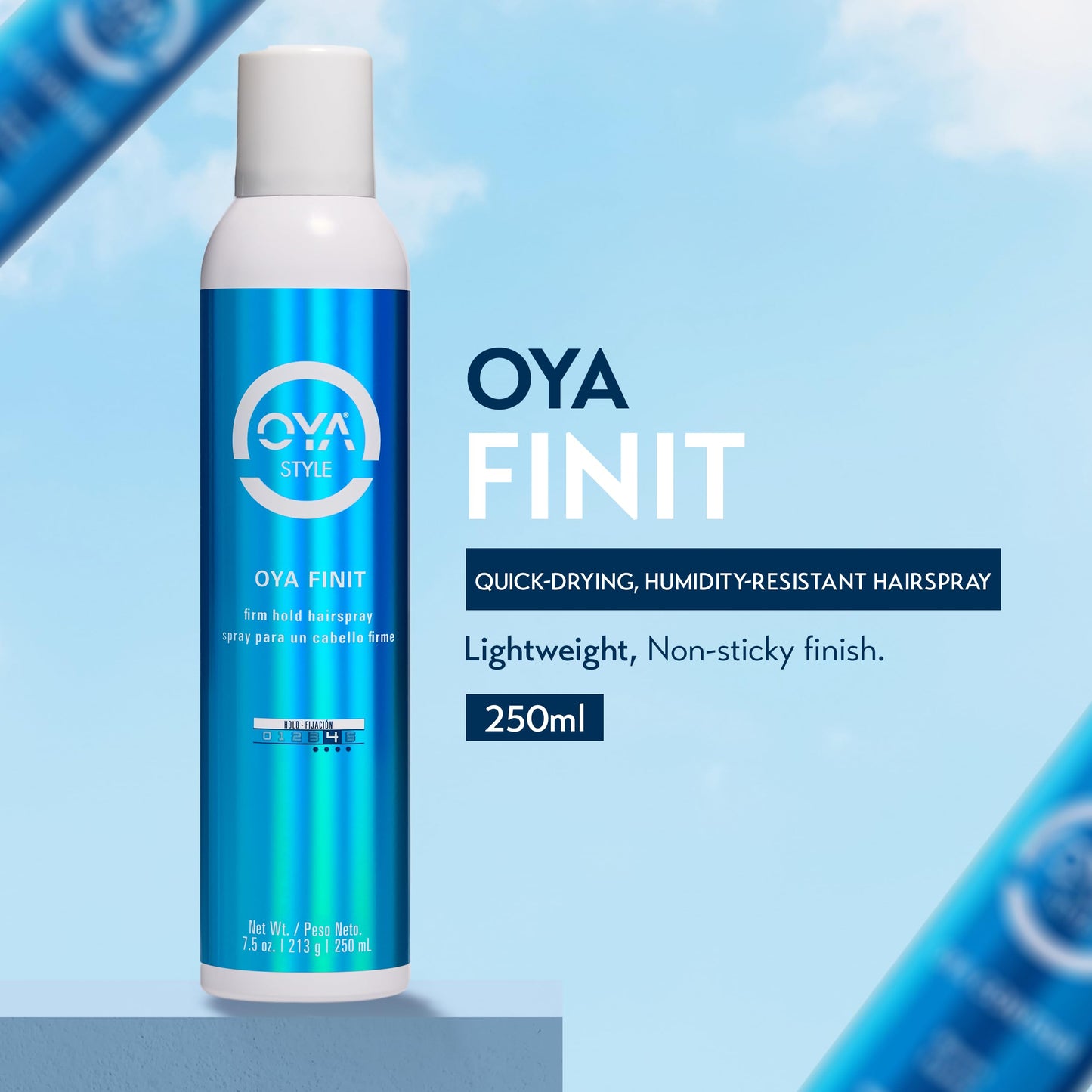 OYA FINIT Quick Drying Extra Hold Hairspray - Strong Aerosol Hair Spray for Women and Men - Volumizing Anti-Frizz Styling Hold for All Hair Types