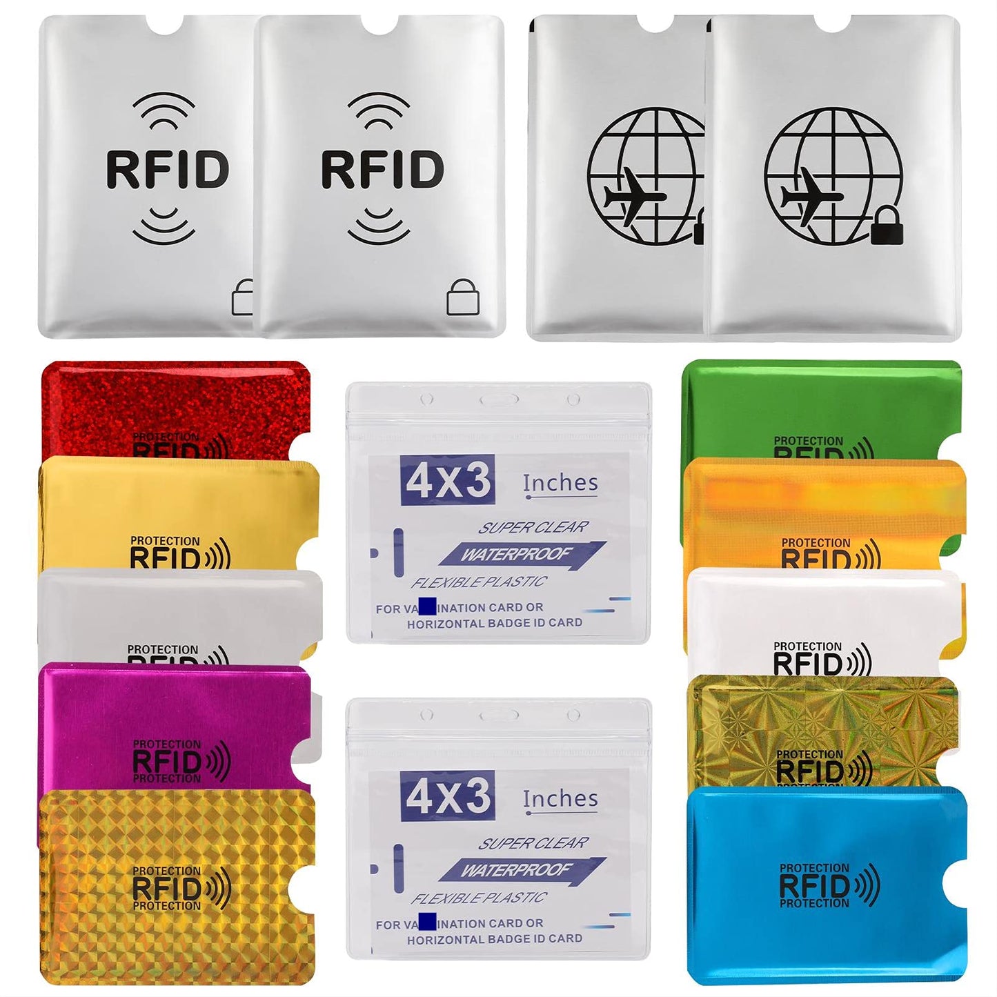 luumxai 16 rfid blocking sleeves set (10 credit card holders & 4 passport protectors) identity theft protection secure set.waterproof aluminum foil…