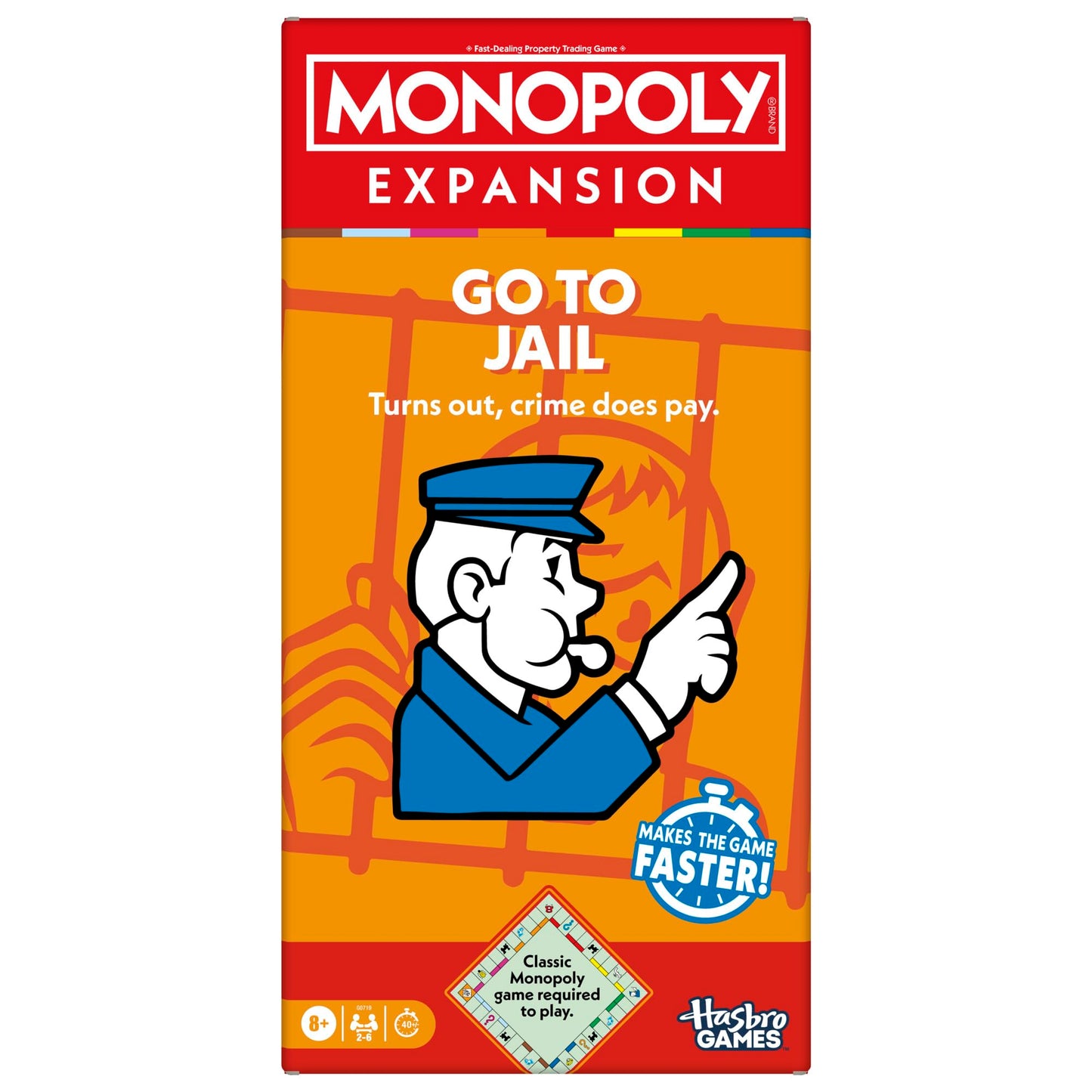 Monopoly Go to Jail Expansion | Add More Fun to Classic Monopoly Game and Play Faster | Ages 8+ | 2-6 Players | 40 Mins. | Family Board Games