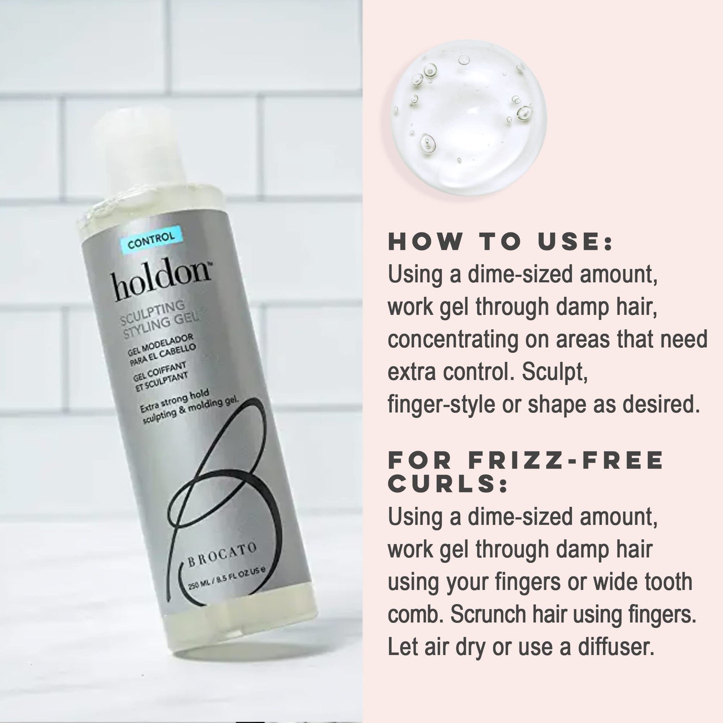 Brocato Holdon Control Sculpting Styling Gel, 8.5 Fl Oz | Extra Strong Hold Scalping, Shaping, & Molding Gel | For All Hair Types Men & Women
