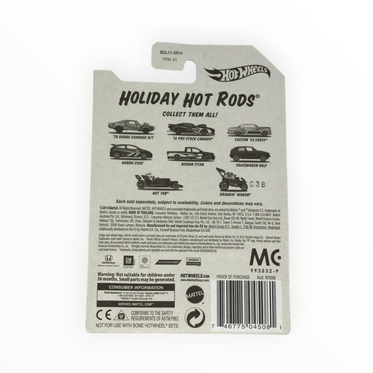 Hot Wheels Holiday Rods Honda Civic Red WALMART