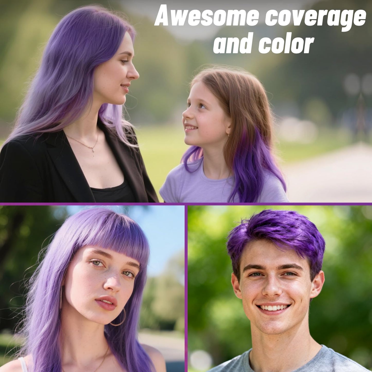 Purple Hair Spray, Seaboll Temporary Hair Color Spray for Kids Women Men-4.06 oz-Safe Non Sticky Washable One Day Hair Dye Spray,Disposable