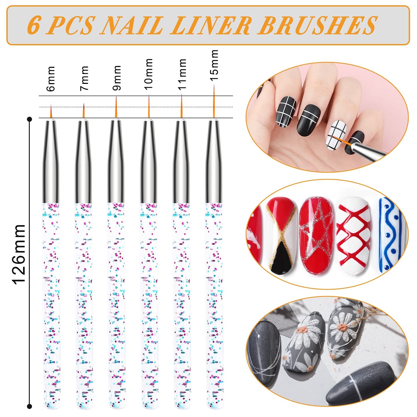 AROIC 28 Pcs Acrylic Nail Brush Set Including 7 Pcs UV Gel Nail Art Brushes, 6 Pcs 3D Nail Extension Brush, 5Pcs Double Ended Dotting Nail Pen