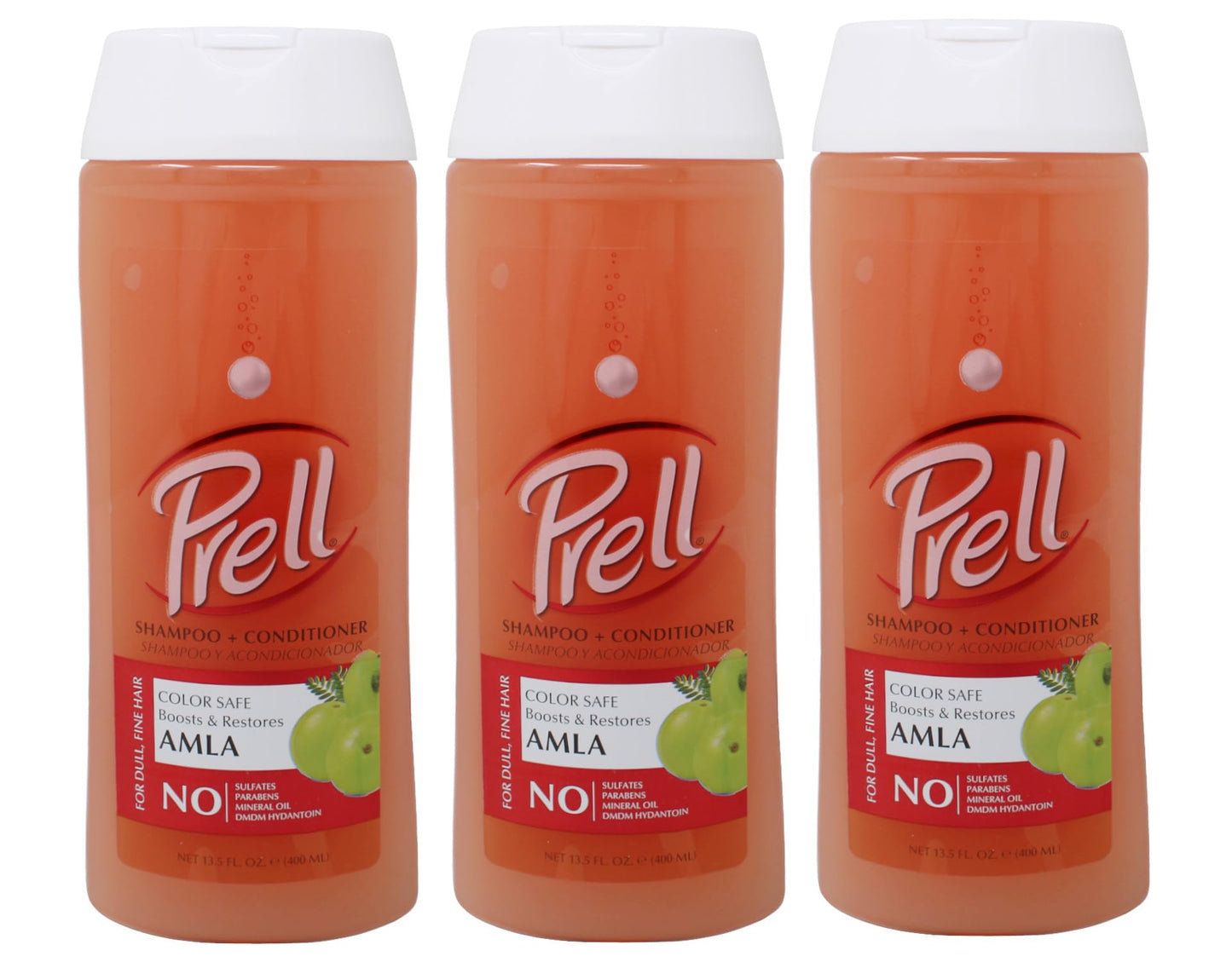 Prell AMLA Boosts & Restores Color Safe Shampoo & Conditioner for Dull, Fine Hair 13.5 fl.oz, 3 Pack