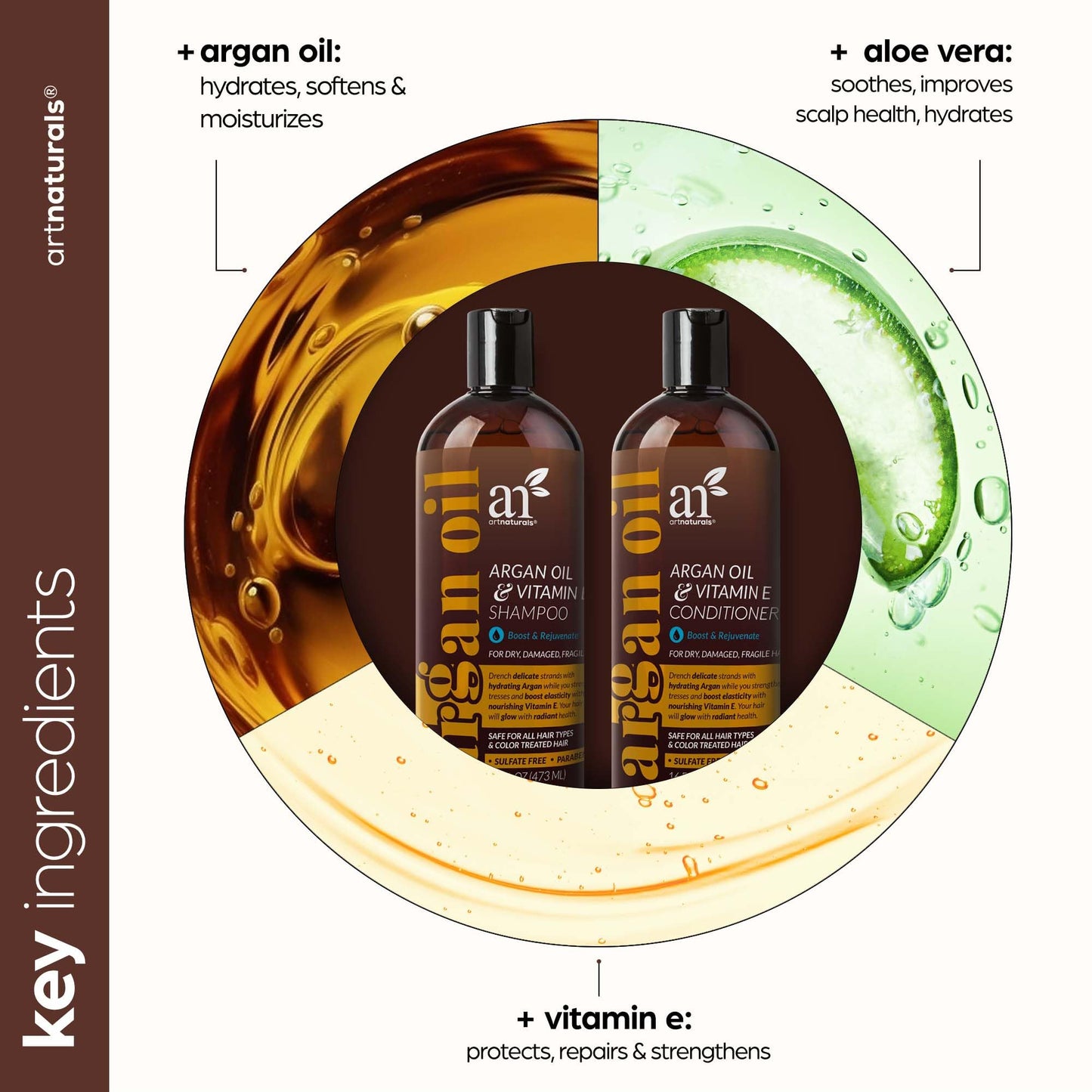 artnaturals Moroccan Argan Oil Hair Loss Shampoo & Conditioner Set - (2 x 16 Fl Oz / 473ml) - Sulfate Free Hair Regrowth for Men & Women