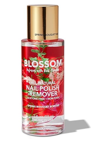 Blossom Non Toxic Nail Polish Remover Non Acetone, All Natural Scented, Vegan, Acetone Free Nail Polish Remover, Organic Plant-Based, Infused