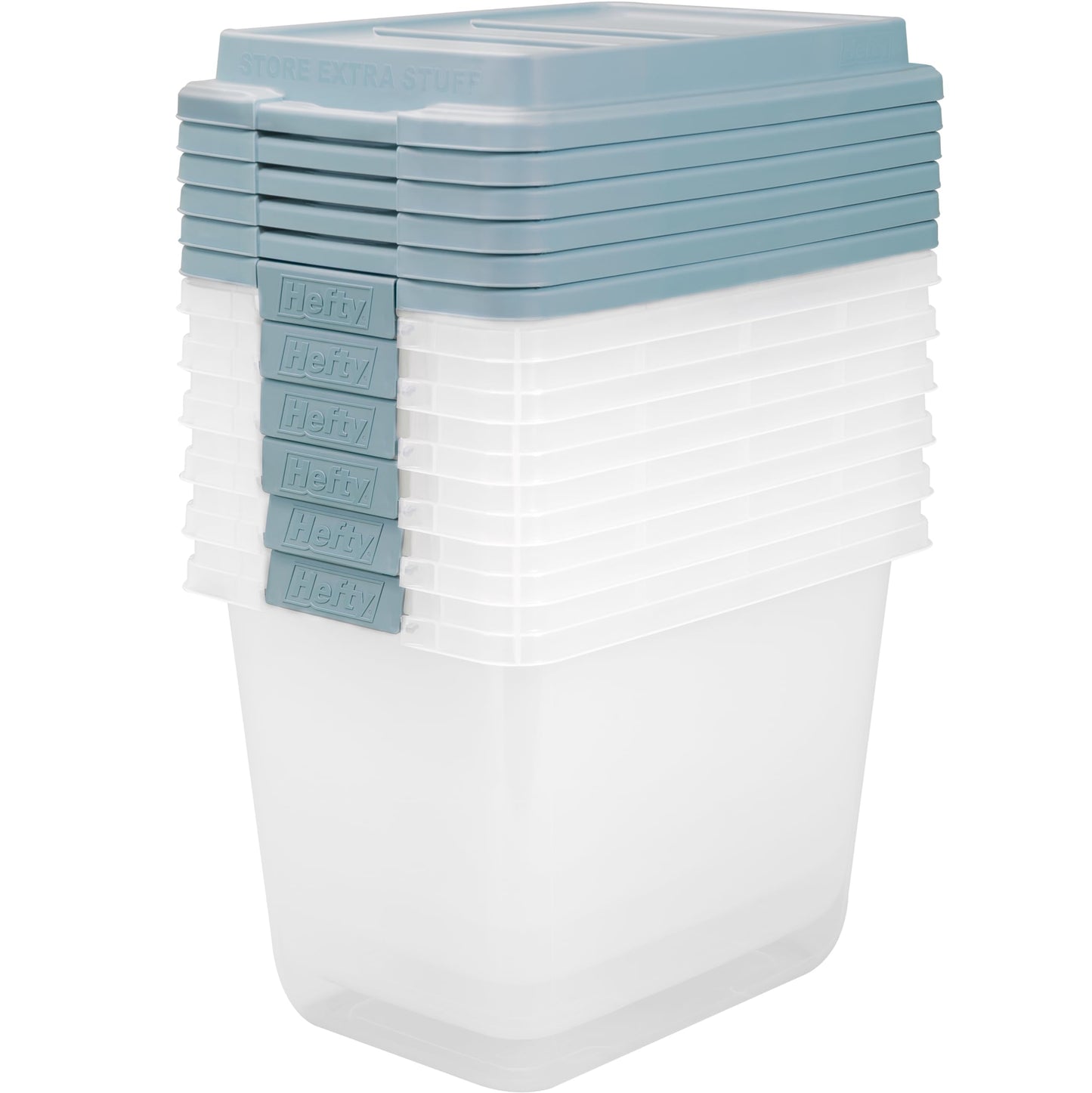Hefty HI-RISE 32 Qt Stackable Storage Bins with Lids - 6 Pack Clear Plastic Under Bed Storage Containers, Shoe Organizer Boxes with XL Lid-Locking…