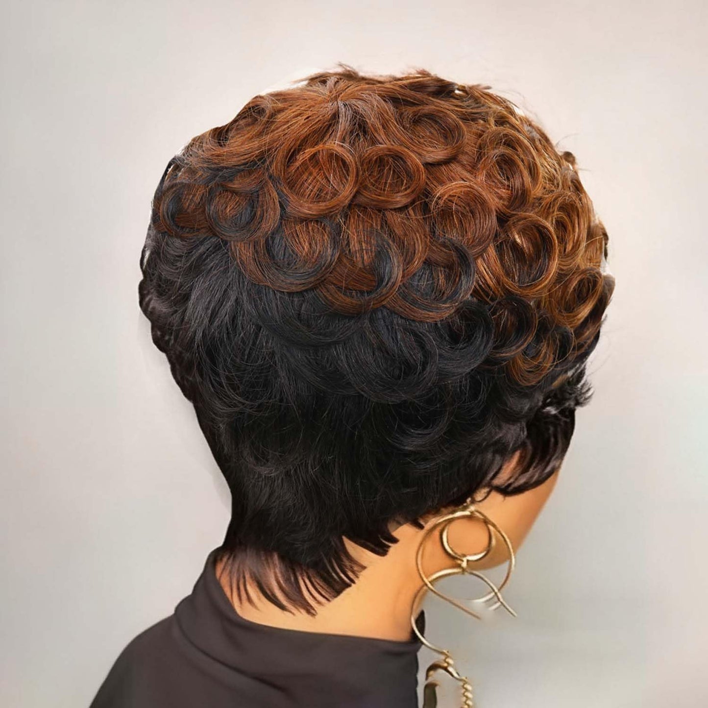 VRZ Short Curly Pixie Cut Wig Human Hair for Black Women Pixie Cut Kinky Curly Bob Glueless Half Wigs 150% Density Natural Black Color 1B# Beauty and Personal Care VRZ