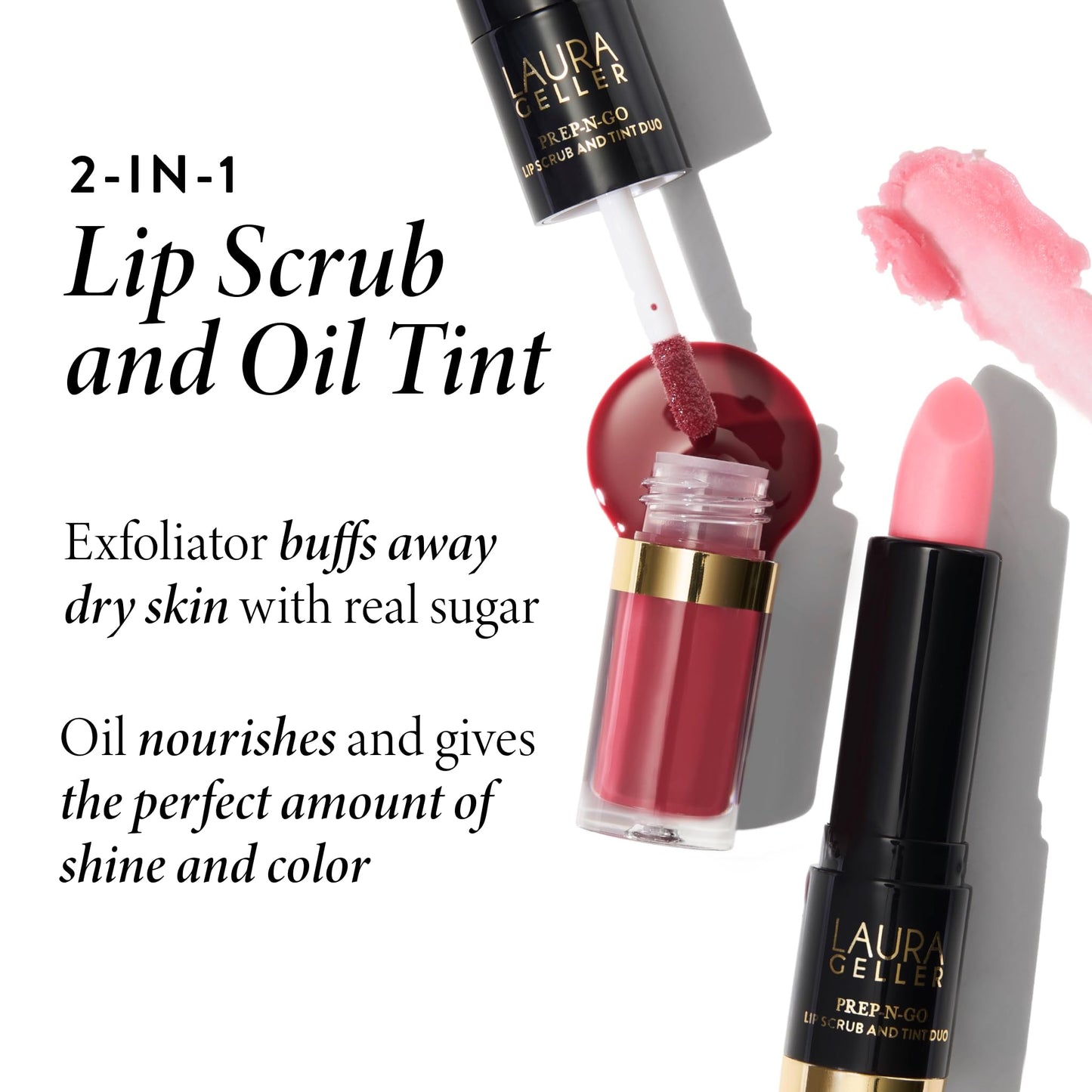 LAURA GELLER NEW YORK Prep-n-Go 2-in-1 Lip Scrub and Lip Oil Tint, Lip Hydrating Oil and Exfoliator, Finish Line Beauty and Personal Care LAURA GELLER NEW YORK