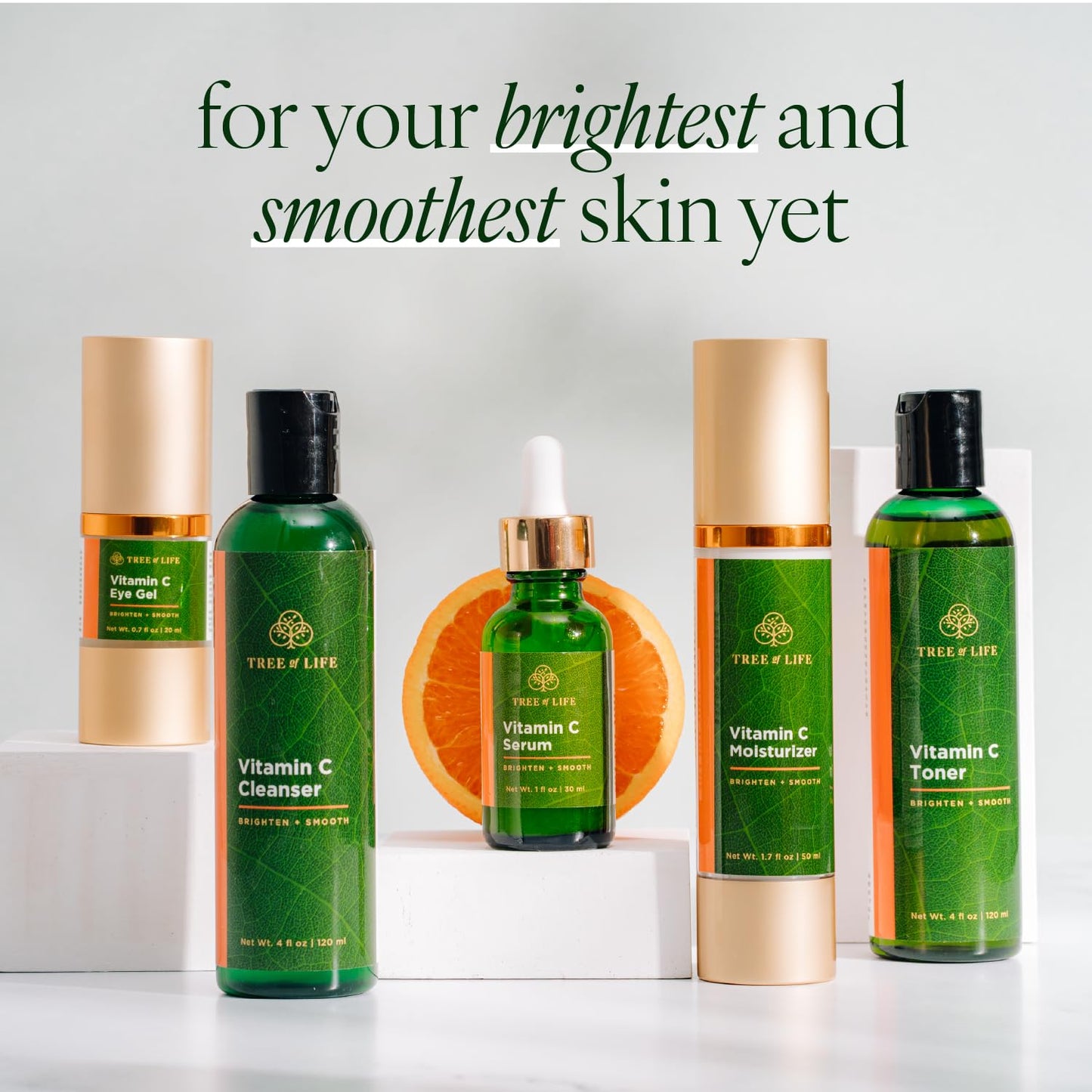 Tree of Life Beauty Ultimate Skin Care Set, Brightening, Firming, Hydrating, Moisturizing, Brightening, Complete Face Care Regimen - Total Vitamin C