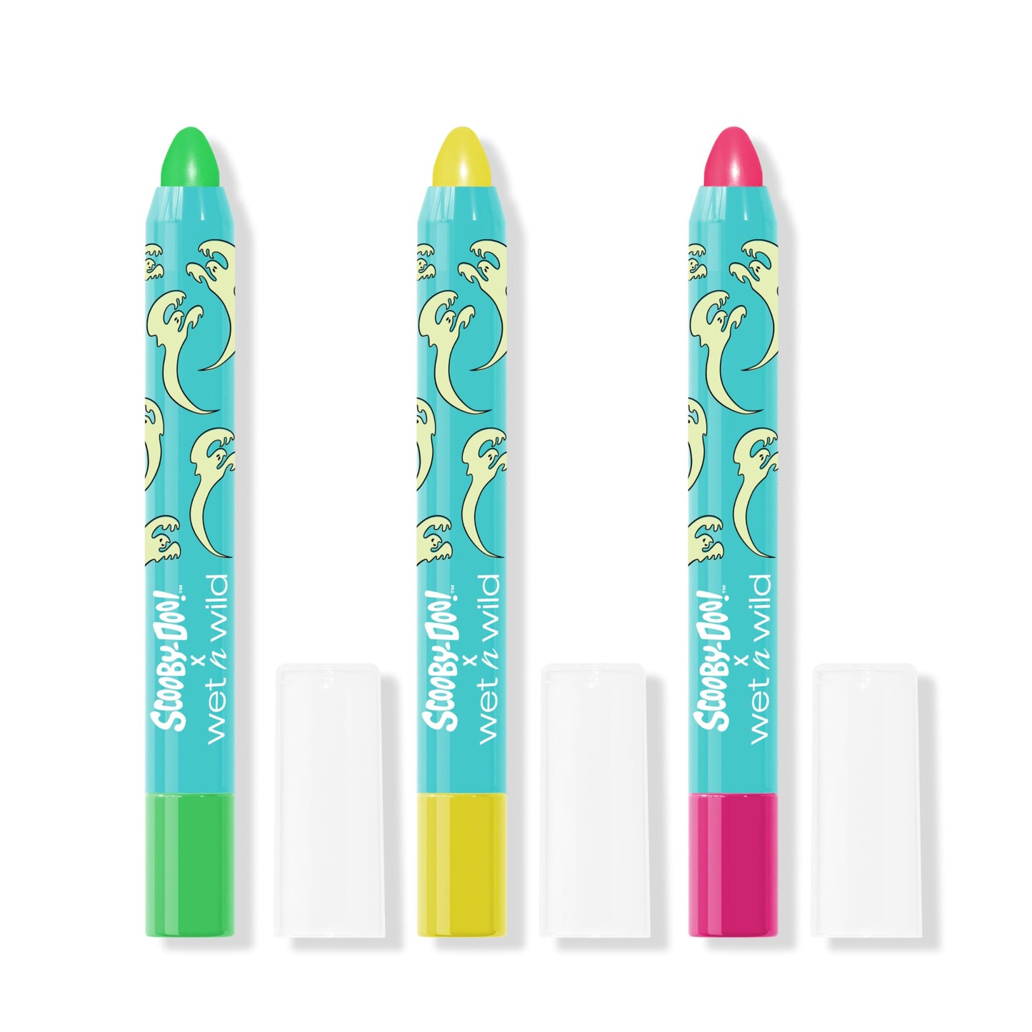 wet n wild Scooby Doo UV Glow Crayon Set, 3-Piece Face & Body Makeup Kit, Neon Colors that Glow Under UV Light, Infused with Vitamin E, Cruelty-Free