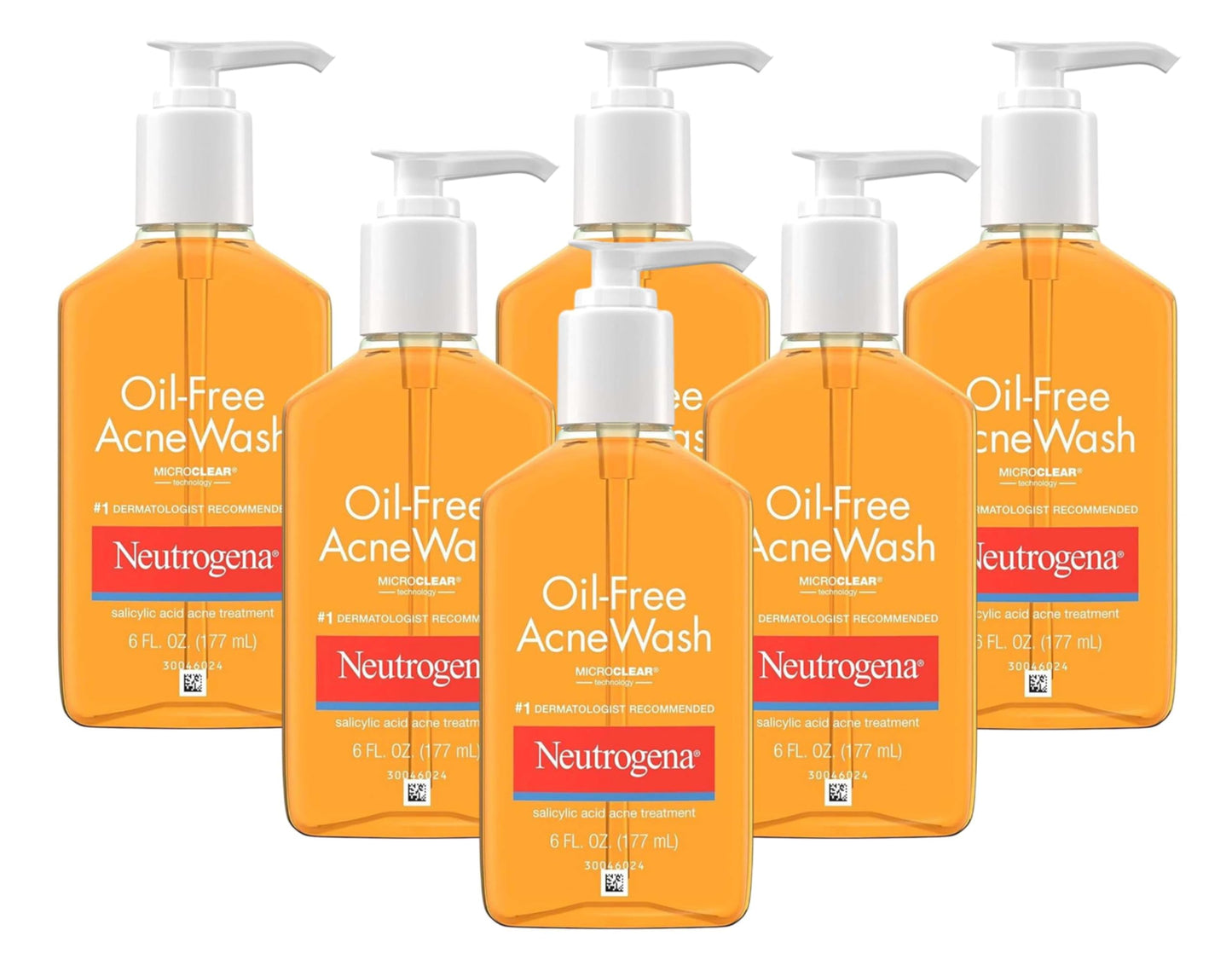 Neutrogena Acne Wash Oil-Free 6 Ounce Pump (Pack of 6)