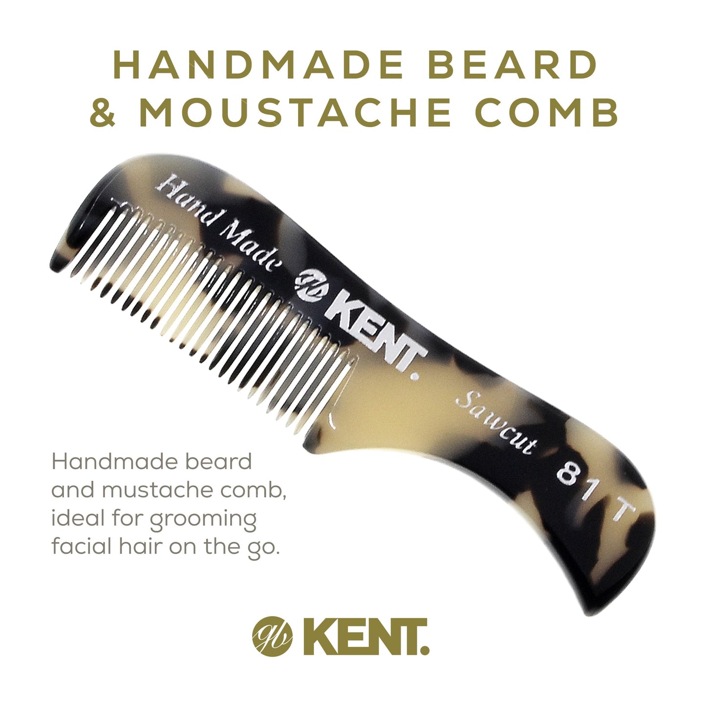 Kent A 81T TW X-Small Mini Comb for Men's Beard and Mustache, Fine Toothed Pocket Comb for Facial Hair Grooming and Styling. Hand-Made of Quality Beauty and Personal Care KENT