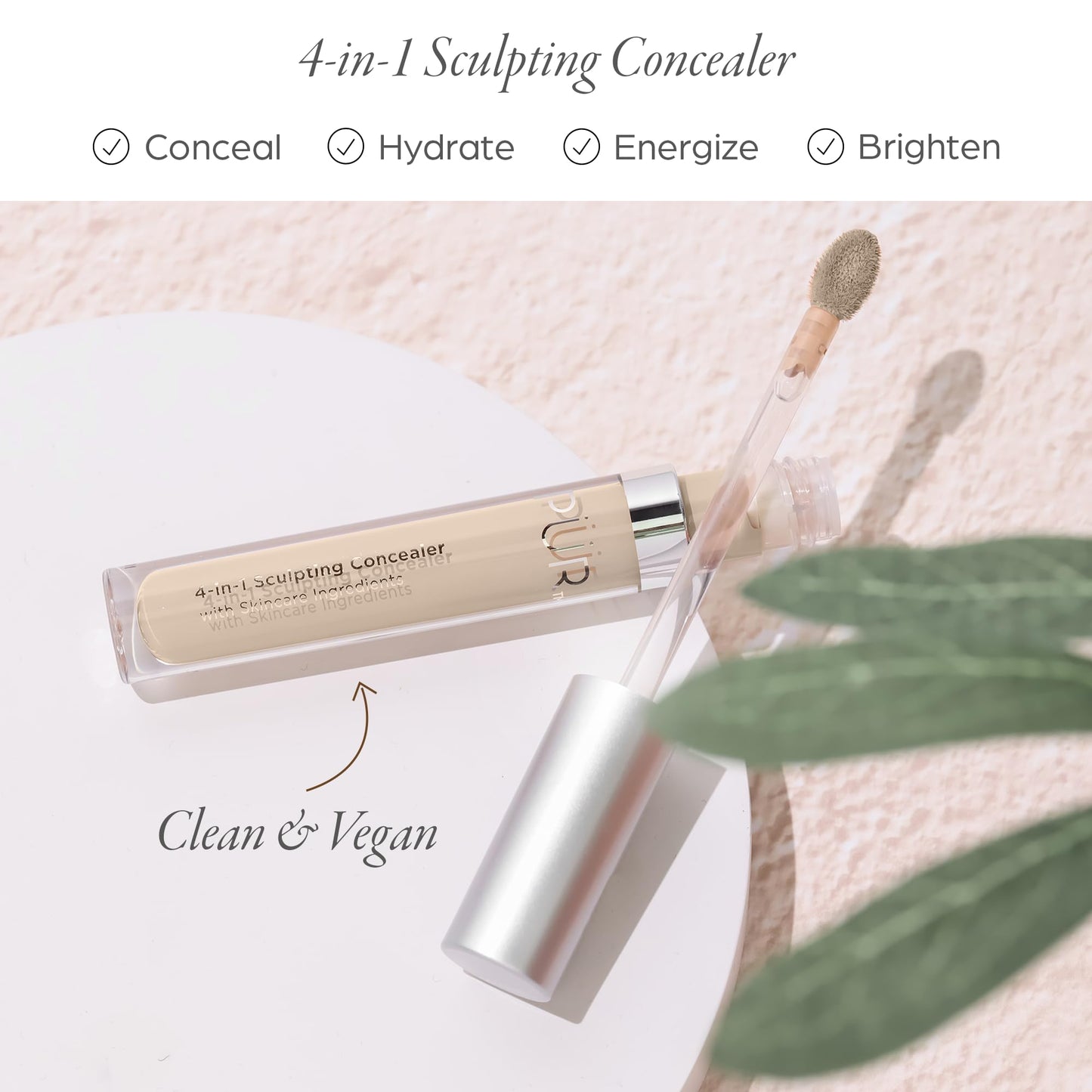 PÜR MINERALS 4-in-1 Sculpting Concealer for Women - Conceals, Brightens, Plumps & Corrects - Hydrating & Moisturizing Makeup Concealer with Medium
