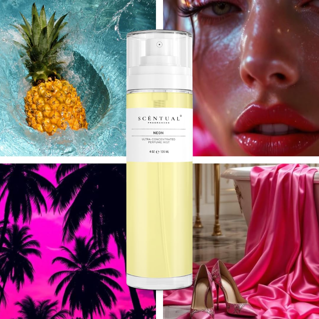 Scentual Fragrances, Neon Ultra-Concentrated Hair & Body Perfume Mist, Long Lasting Women's Fragrance, Gourmand Perfumes for Women, Vegan and Cruelty