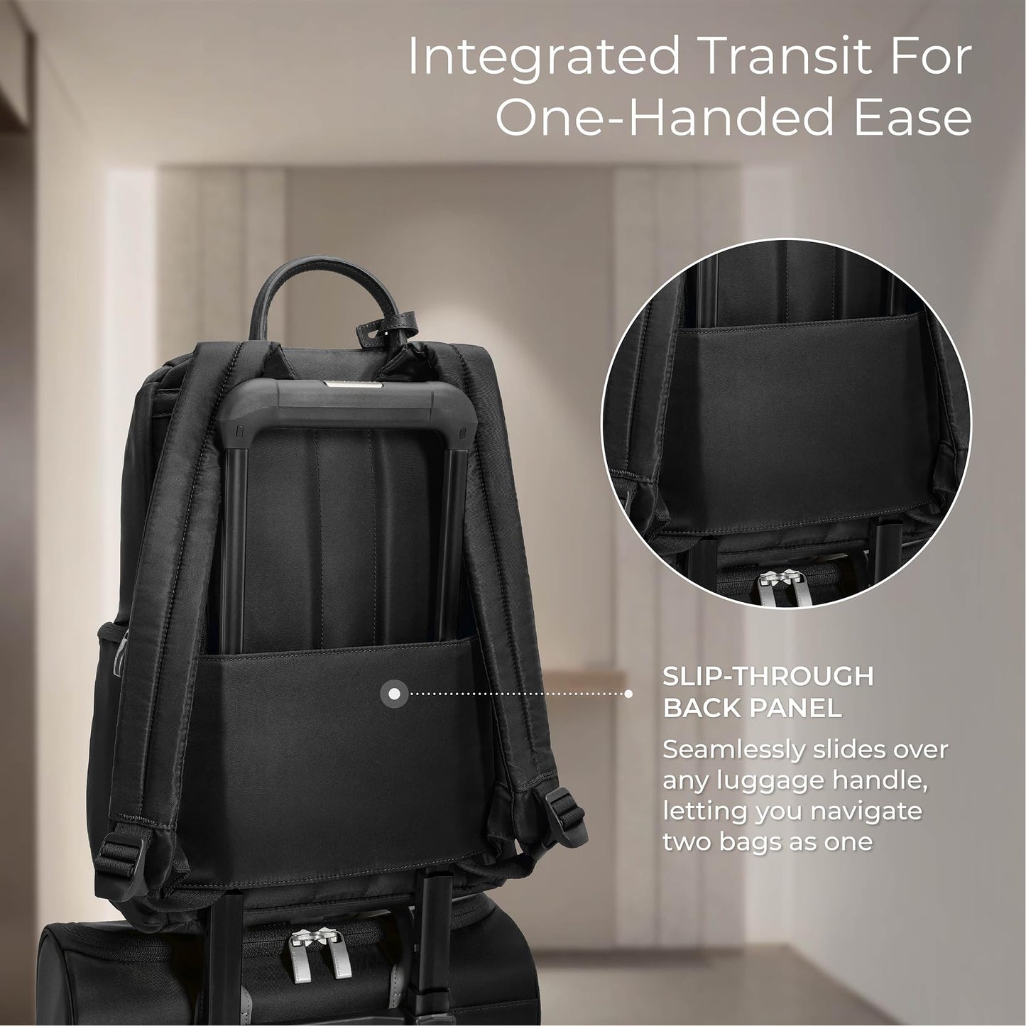 Briggs & Riley U-Zip Backpack - Daypack for Work, Personal Item Travel Bag, Carry On Size, Lightweight & Durable, Padded Straps, Fits up to 13" Laptop - Rhapsody Collection, Black