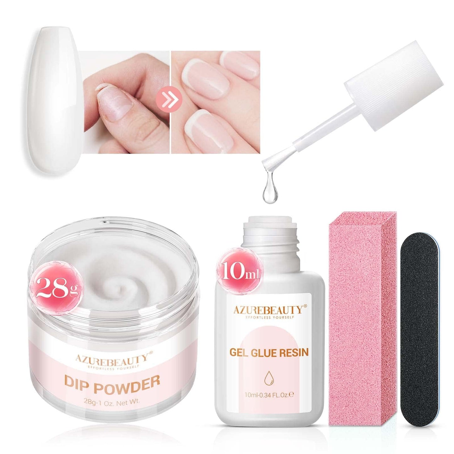 AzureBeauty Nail Repair Kit Transparent Crystal for Broken Cracked Split Weak Nails, Ideal Solution Emergency Easy Quick Fix Dip Powder 28 g 1 Oz Beauty and Personal Care AZUREBEAUTY Default Title