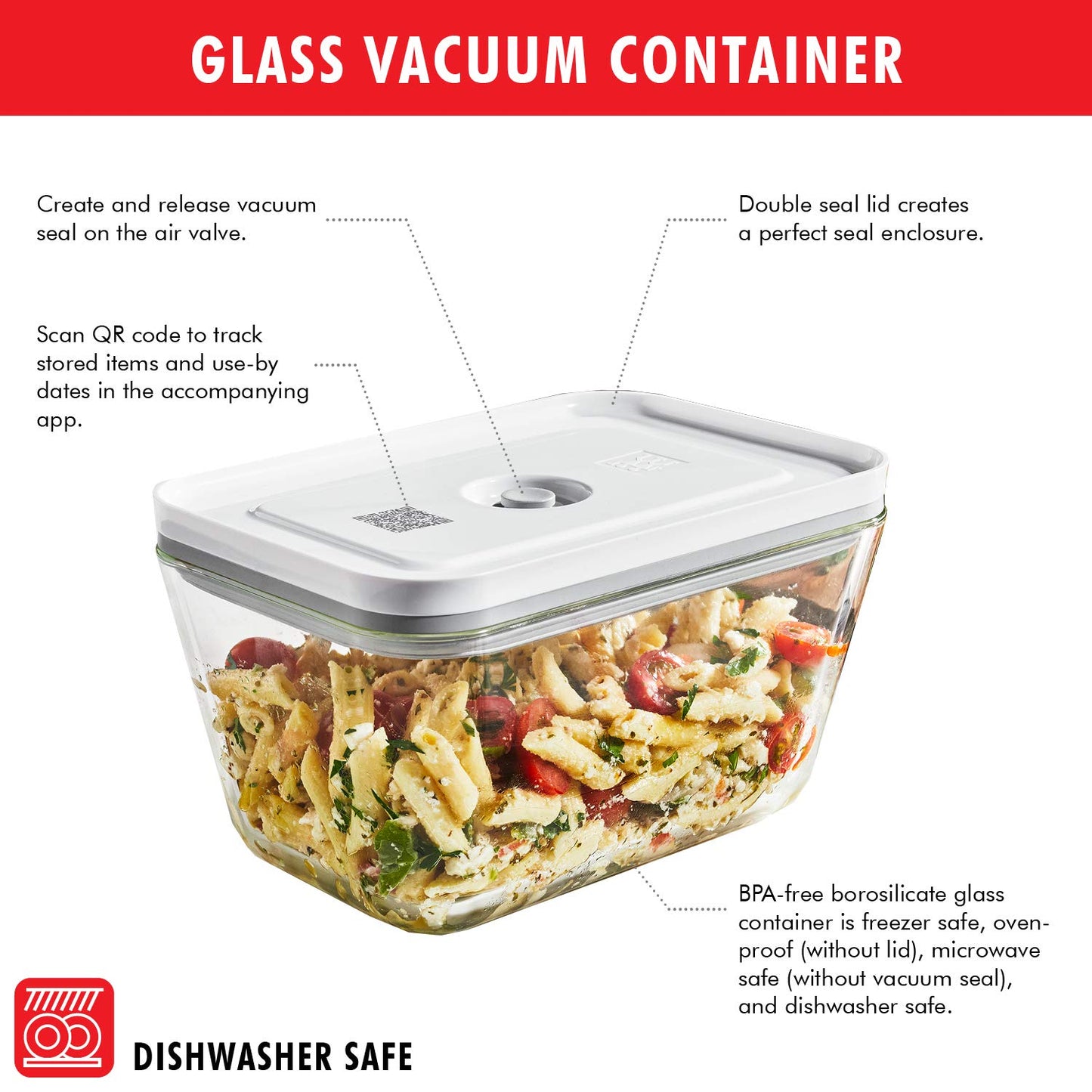 ZWILLING Fresh & Save Vacuum Sealer Machine Starter Set with Airtight Food Storage Container Glass, Sous Vide Bags, Meal Prep