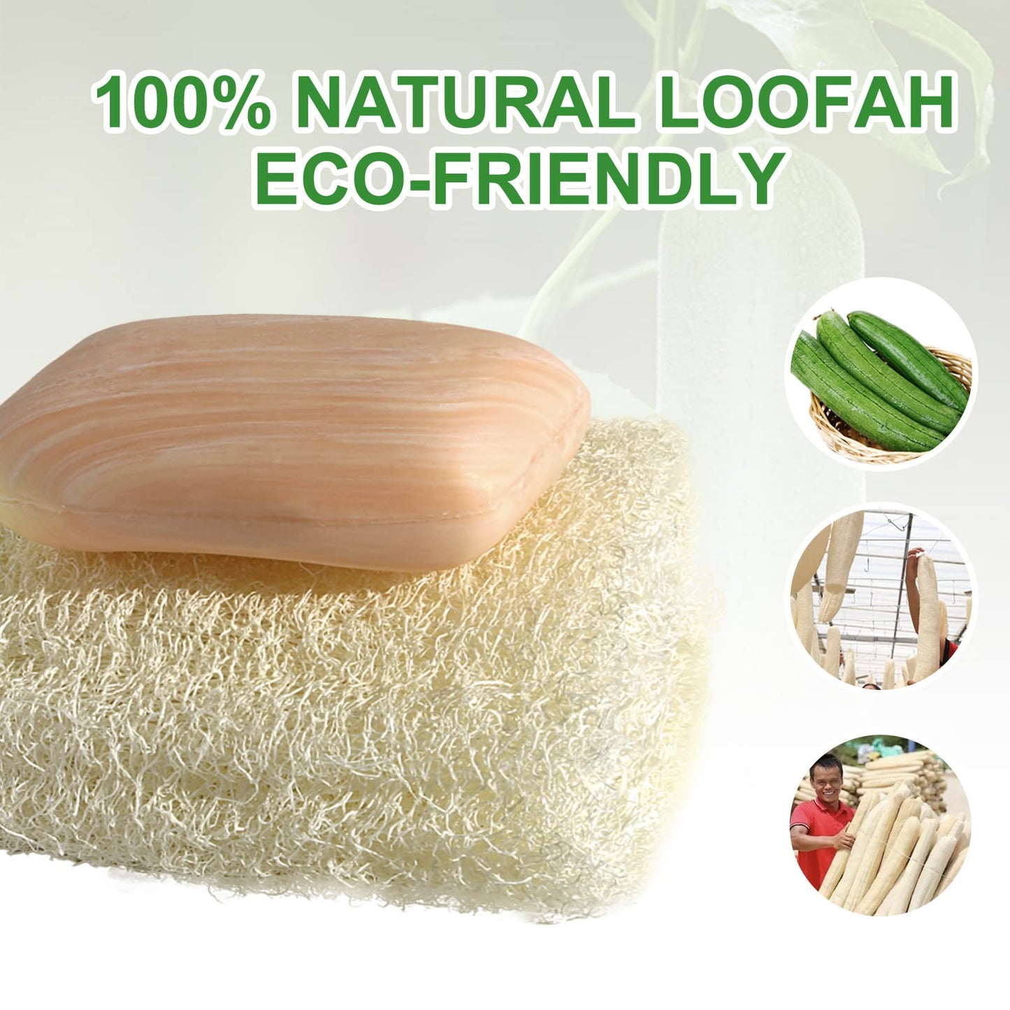 3PCS Natural Loofah Sponge Exfoliating Body Scrubber Sustainable Exfoliating with Egyptian Bath Get Clean Not Just Spread Soap for Face Back Eco