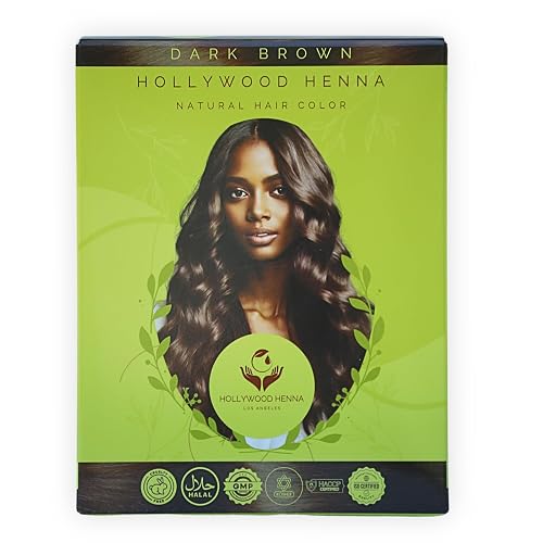 Hollywood Henna Hair Color Kit (Dark Brown) Organic Color Hair Beard Dye (Pack of 1-100g) Henna Based Hair Colors with Pure Herbs Free Chemicals Long