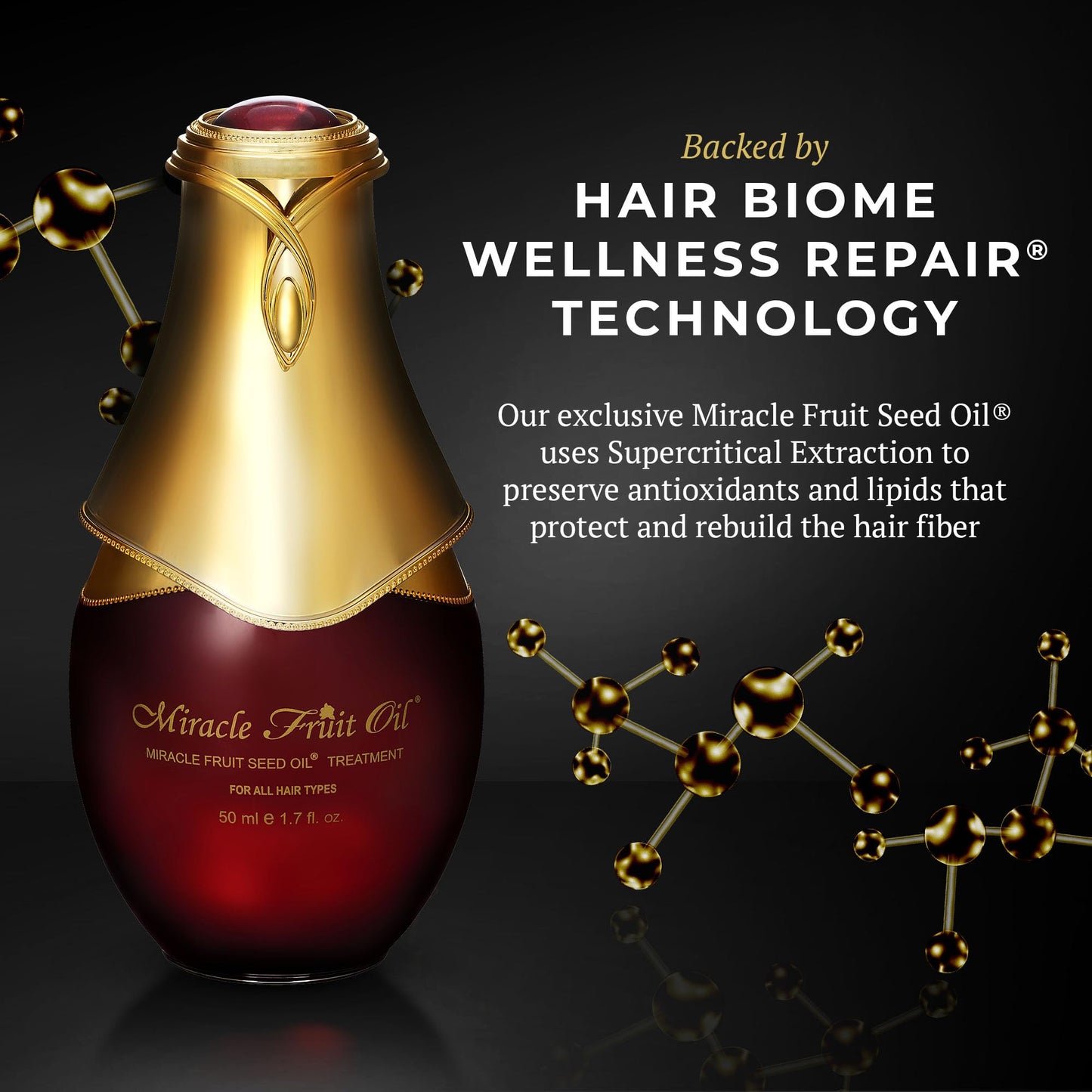 Miracle Fruit Seed Hair Oil - 50ml Treatment for All Types - Ultra Shiny, Strong Oil for Dry Hair and Growth - Prevents Breakage and Hair Loss