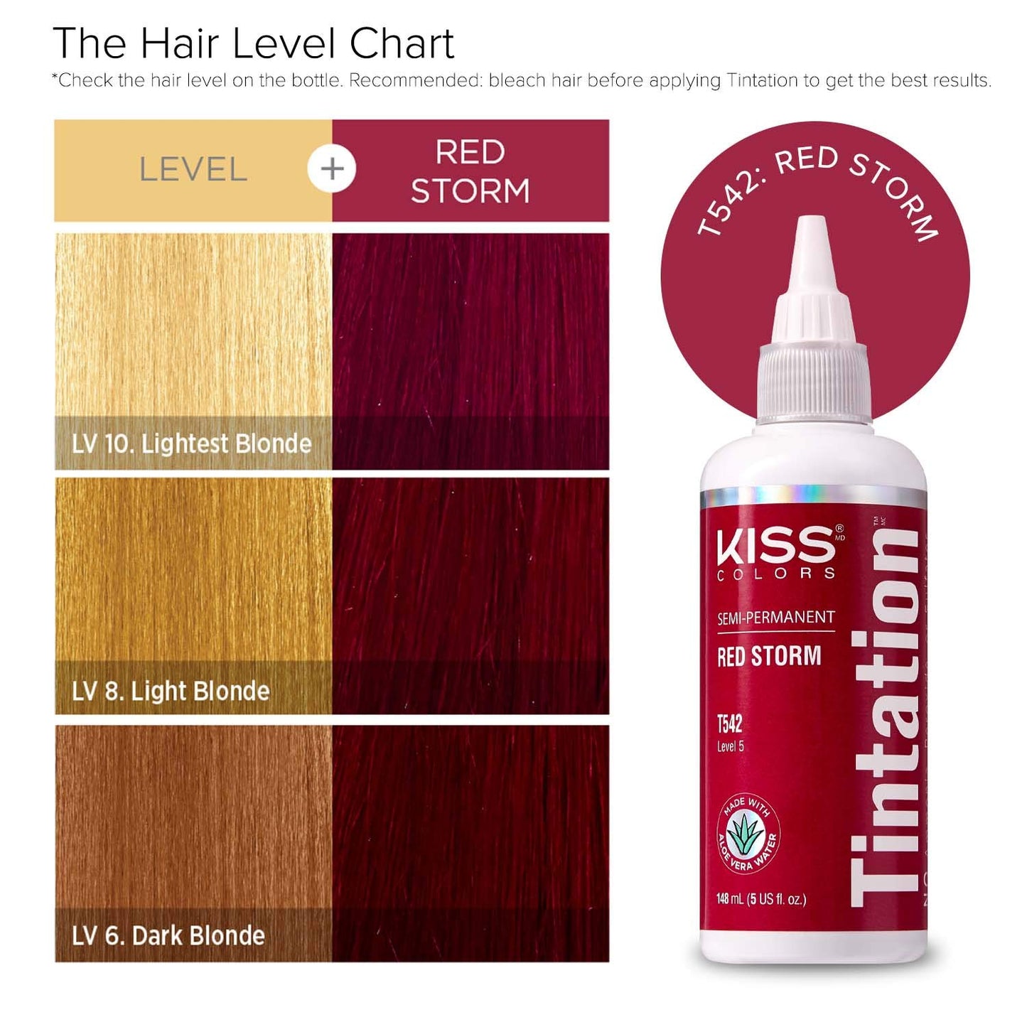 Red by Kiss Tintation Semi Permanent Hair Color, Aloe Vera Water Based, Argan Oil, Olive Oil, Collagen & Keratin, Long-Lasting Color Dye (Red Storm, 5