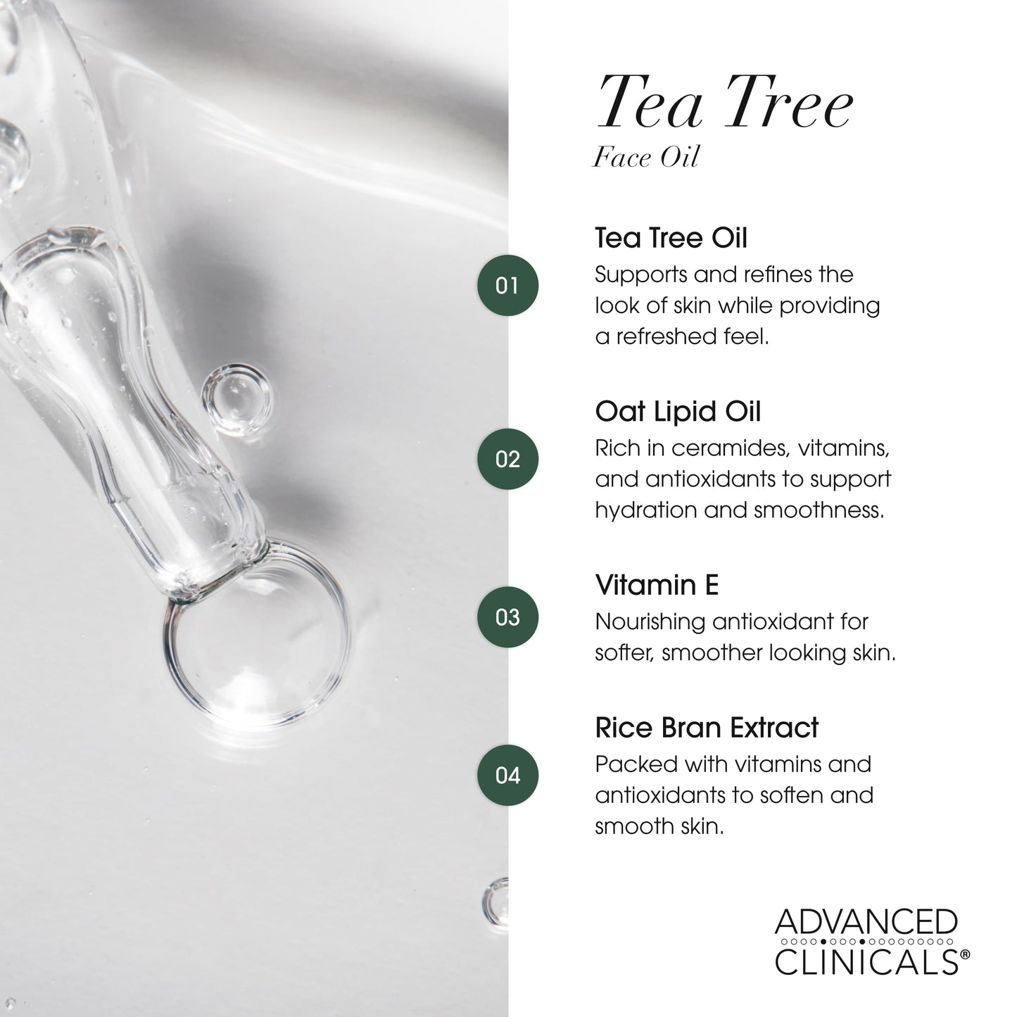 Advanced Clinicals Tea Tree Oil For Skin Facial Serum | Tea Tree Serum For Face With Vitamin E + Botanicals To Help Improve Appearance Of Large Pores