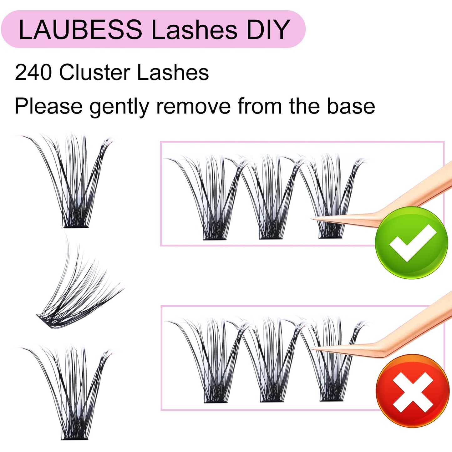 Cluster Lashes 240pcs 20D+40D Mixed Tray DIY Eyelash Extension D Curl Long Individual Lashes Faux Mink Lash Clusters Extensions Black Beauty and Personal Care LAUBESS
