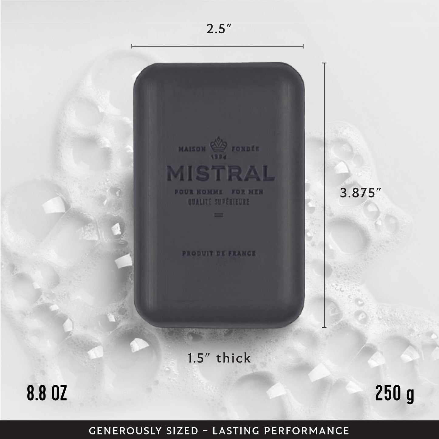 Mistral Black Amber Luxury Bar Soap for Men | Men’s Natural Soap Bar | Paraben, Phthalats Free | Moisturizing & Triple-Milled Natural Soap for Men