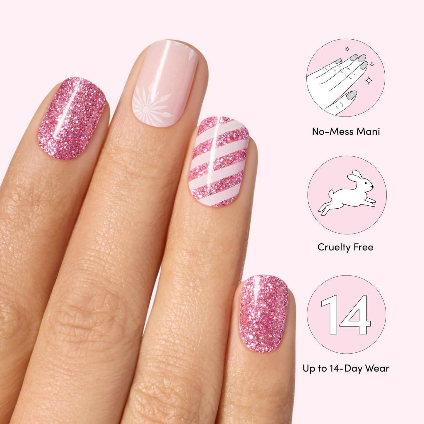 Dashing Diva Glaze Nail Strip Set - Rose Holiday - Long Lasting, Chip Resistant, Semi-Cured Gel Nail Strips - Gel Set - 4-Piece Manicure Kit with 32 Beauty & Personal Care Dashing Diva