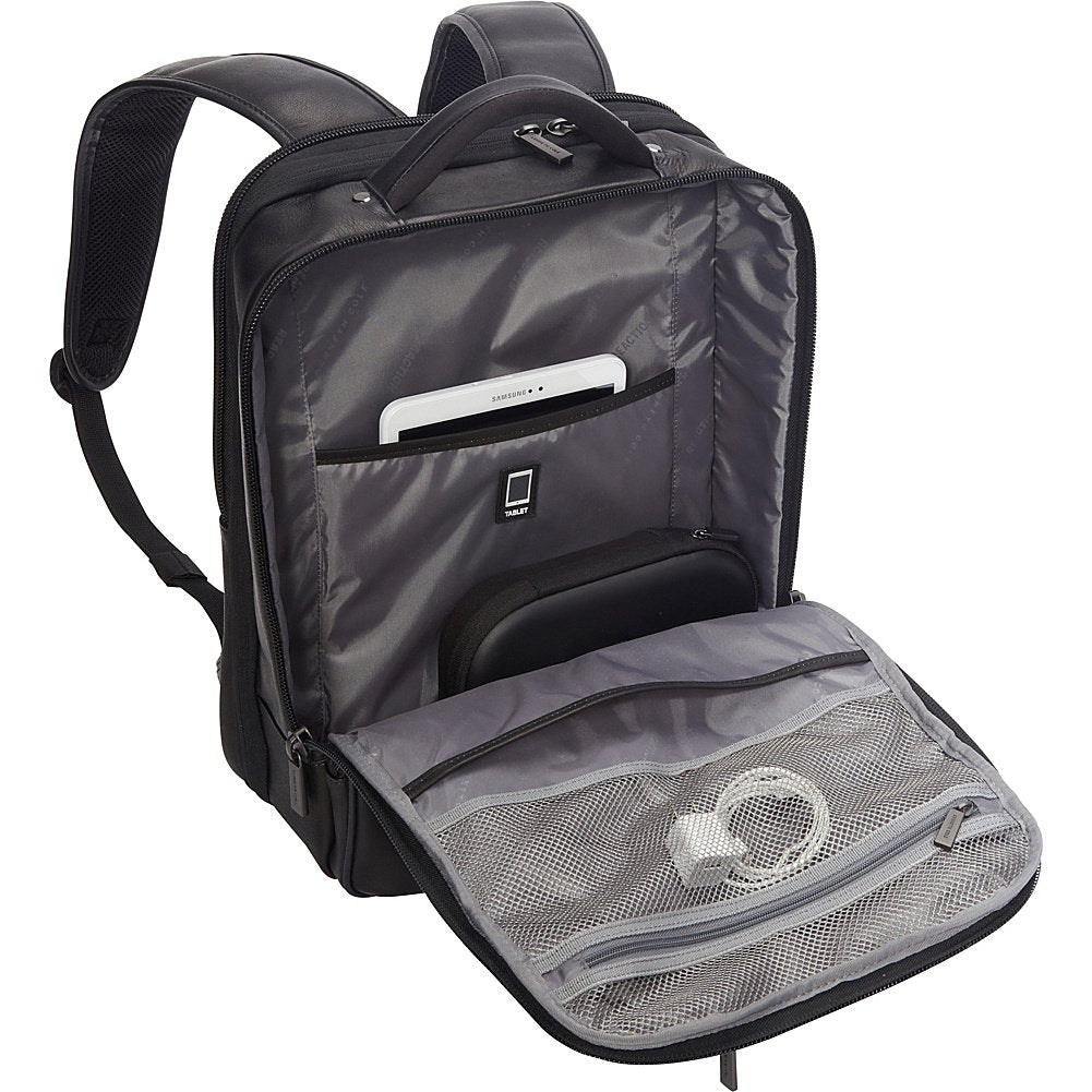 Kenneth Cole REACTION Colombian Leather 16" Manhattan Slim Laptop Travel Backpack, Cognac