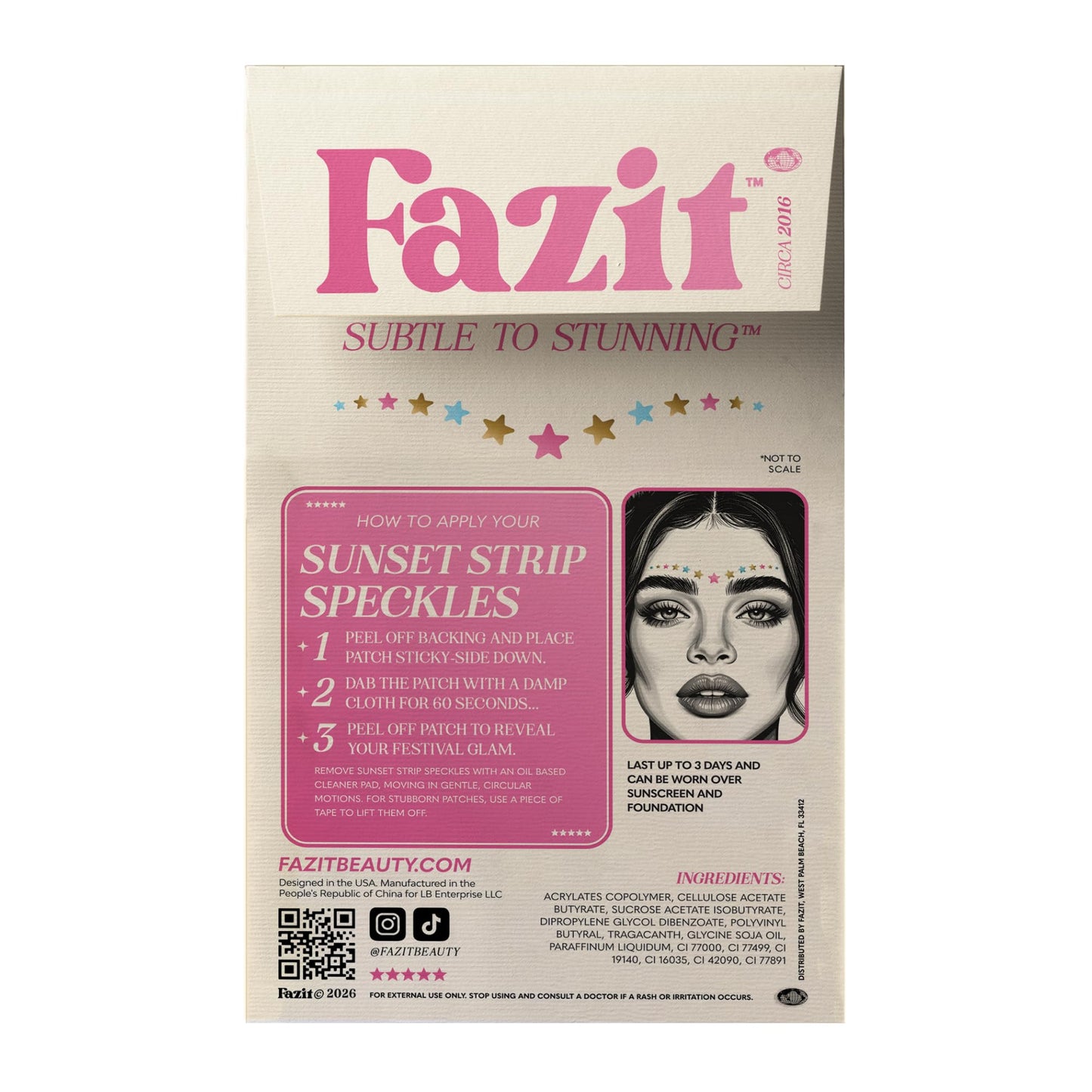 Fazit Makeup Patches - Sunset Strip Speckles - Glow Up Make-Up Patches - Cute Glitter Makeup Accessories for Women - Cosmetic Glitter for Face
