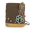 Chala Womens' Canvas Patch Crossbody Handbag "Paw Print" - Dark Brown