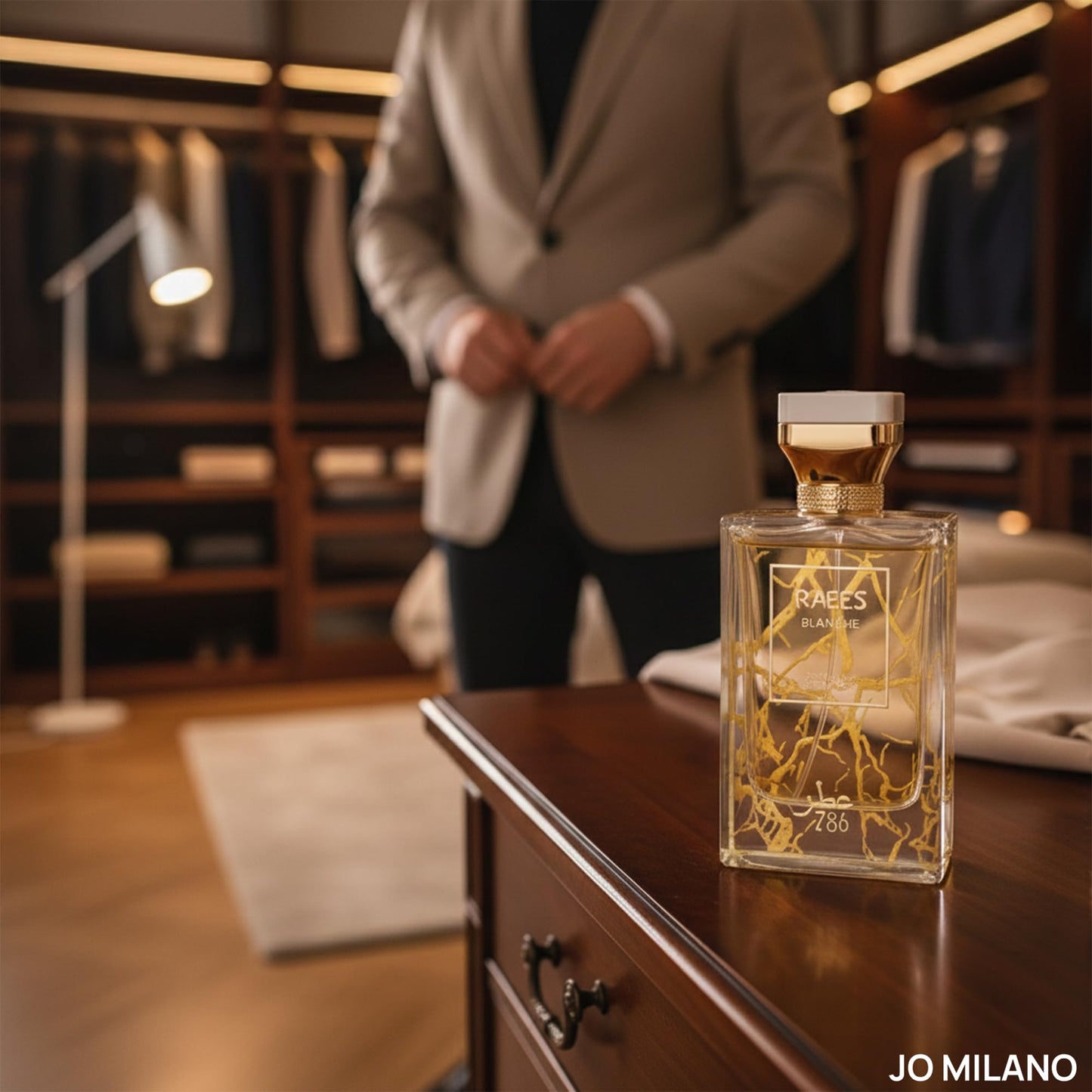 Jo Milano Raees Blanche Eau De Parfum Spray | 3.4 oz (100ml) | Almond, Vanilla, Sweet, Fruity, Fresh, Powdery Scent | Long Lasting Fragrance for Men