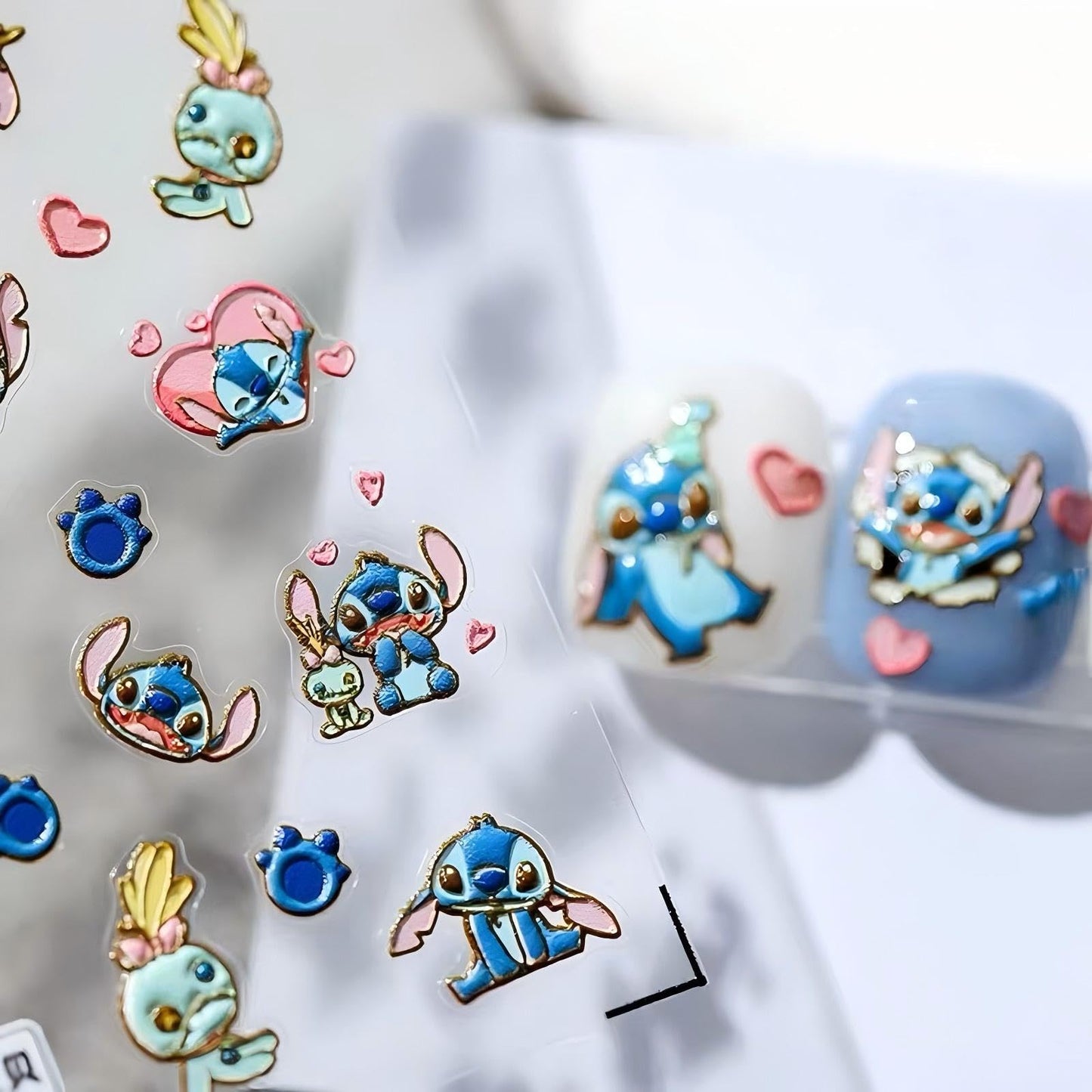 Dedyel 5D Embossed Cute Nail Art Stickers Cartoon Kawaii Design Anime Self Adhesive Nail Stickers for Women Kids Girls Nails Art Decorations