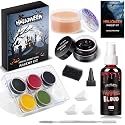 Special Effects SFX Halloween Makeup Kit, Professional Horror SFX Makeup Set with Scar Wax+Bruise Palette+Fake Blood Spray+Realistic Blood Gel