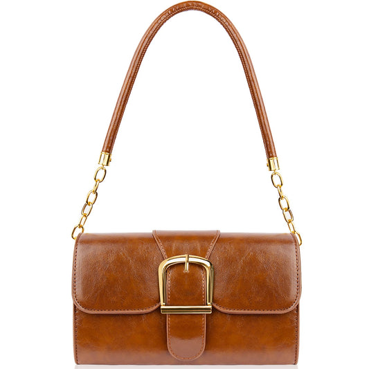 Shoulder Bag for Women, Faux Leather Women's Shoulder Handbags, Fashionable Tote Purses for Women with Removable Strap and Zipper Closure (Brown)