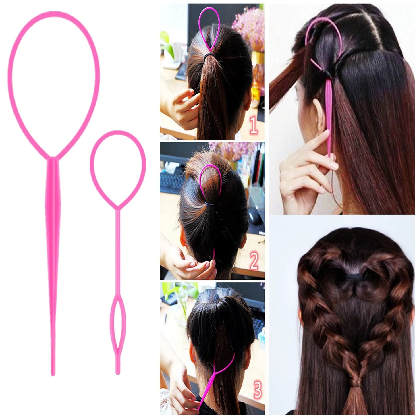 ZVOREI 8Pcs Hair Brushes Set with 4Pcs Topsy Hair Tail Tools 1Pcs Bristle Teasing Hair Brush 1Pcs Edge Control Brush 2Pcs Metal Pin Rat Tail Combs