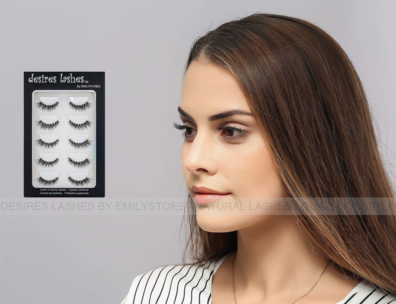 DESIRES LASHES Multipack Demi Wispies Fake Eyelashes 5Pairs Per Kits, 01 Monday