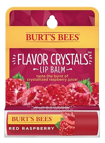 Burt's Bees Flavor Crystals 100% Natural Lip Balm, Red Raspberry with Beeswax & Fruit Extracts - 1 Tube,0.16 ounce