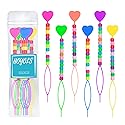 Hoyols Quick Beader for Loading Beads - Braid Stringer Ponytail Maker, Hair Styling Tools Kit for Kids Girls Colorful (6pcs Multi Color w/beads)