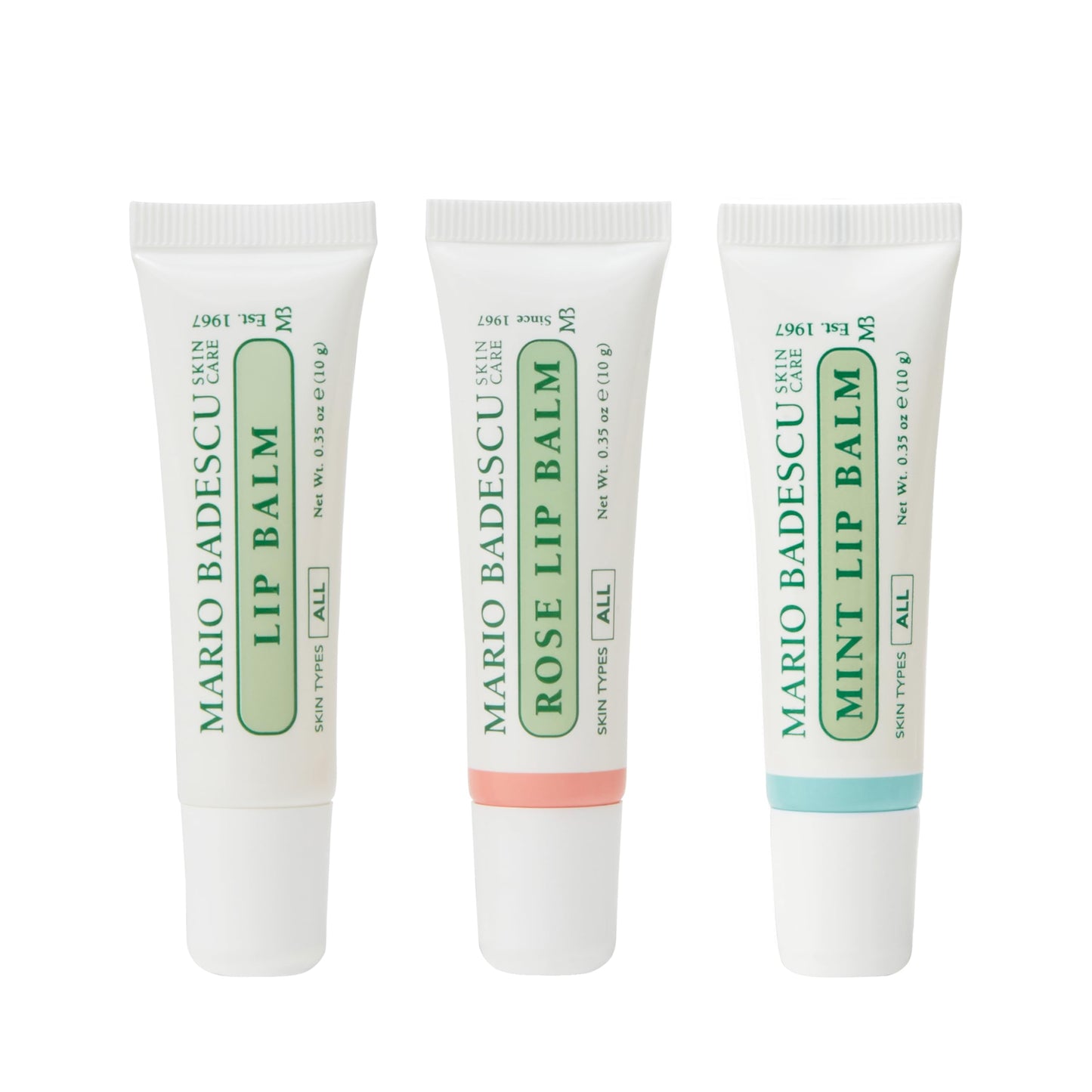 Mario Badescu Lip Balm for Dry Cracked Lips, Trio Pack Includes Mint, Rose, and Original Moisturizer, Ultra-Nourishing Care for Soft, Smooth