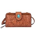 LAVAWA Women's Crossbody Handbag Small Vintage, Ladies Wallet Western Adjustable Phone Purse Clutch Turquoise Concho Embossed