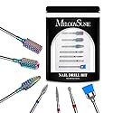 MelodySusie Nail Drill Bits Set, 7pcs Tungsten Carbide Diamond Nail Drill Bits for Acrylic Nails Poly Gel Cuticle Remove, 3/32'' Professional Nail