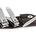 Nail Clippers by Zizzili Basics - 3 Piece Nail Clipper Set - Stainless Steel Fingernail & Toenail Clippers with Nail File and Brown Travel Case - Best