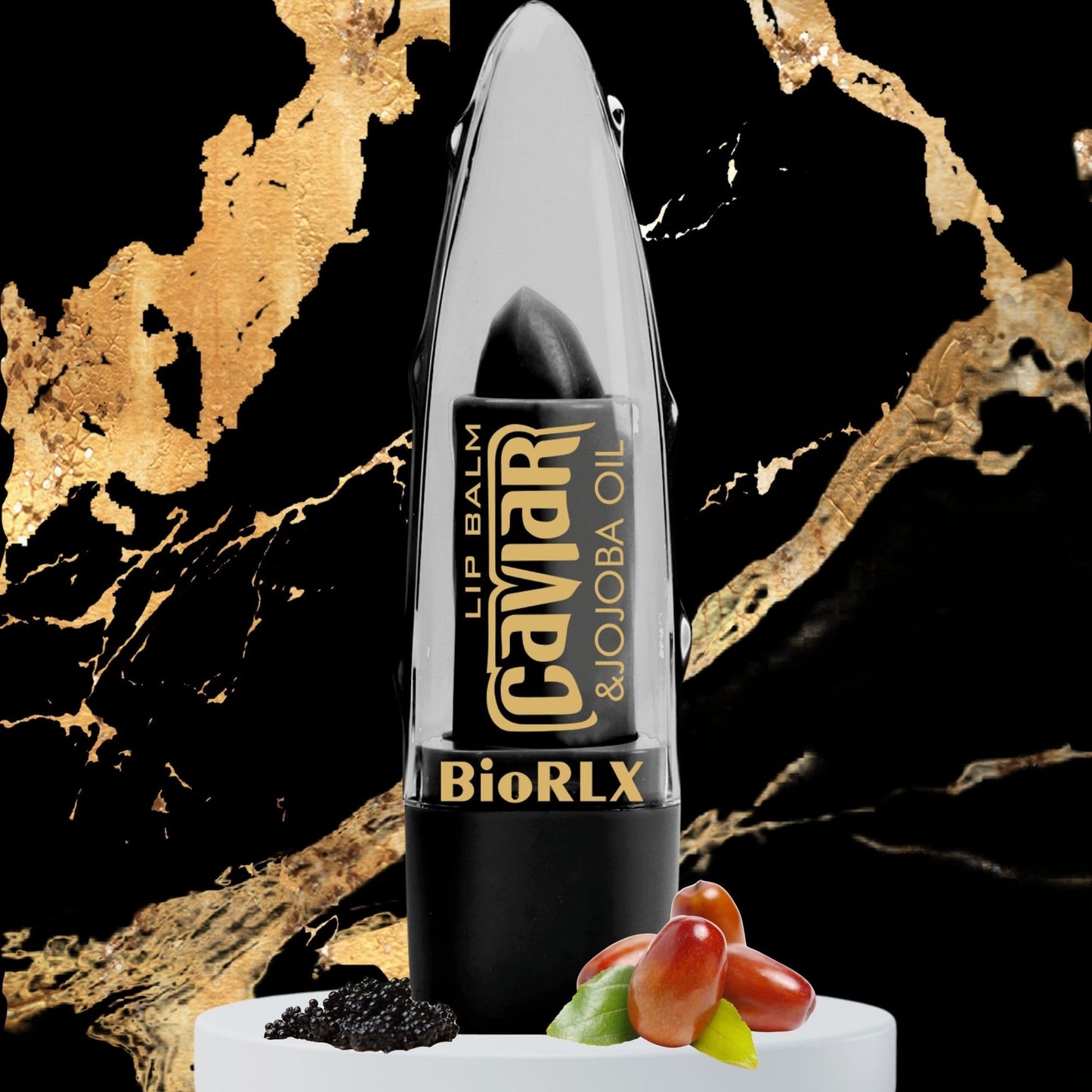 BioRLX Caviar & Jojoba Oil Lip Balm - Luxurious Color-Free Lip Care for Intense Moisture and Smoothness (Caviar & Jojoba, 0.12 Ounce (Pack of 1)) Beauty and Personal Care BioRLX