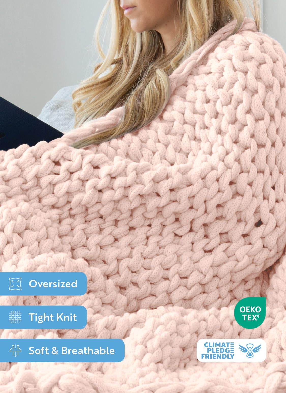 Linen Market Beddings Oversized Chunky Knit Throw Blanket Acrylic Hypoallergenic - 47'' x 59'' Cozy Home Accent for Snuggling, Lounging, and Stylish